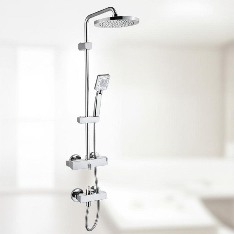 Máy xả vòi tắm nhiệt tĩnh bằng đồng Chrome Combination Anti-Scald Protection with Multi-Function Handheld Spray